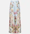 Camilla Tiled In Time Floral Wide-leg Pants In Blue