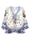 Camilla Tiles Darls Lace-up Blouse In White
