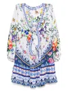 Camilla Tiles Darls Short Tie-front Blouson Dress