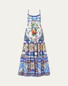 Camilla Tiles Darls Long Dress With Jersey Bodice In Multi