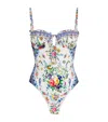 Camilla Tiles Darls Ruched Underwire Swimsuit In White