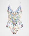 Camilla Tiles Darls Wired V-neck One-piece Swimsuit In Blue