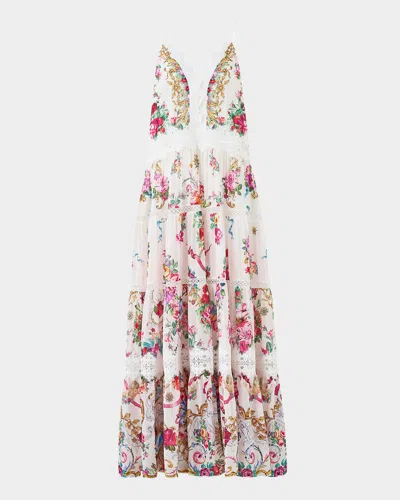 Camilla Torero Libertine Tiered Cotton-silk Maxi Dress In White