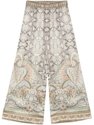 Camilla Tower Tales Beige Trousers In Multicolor
