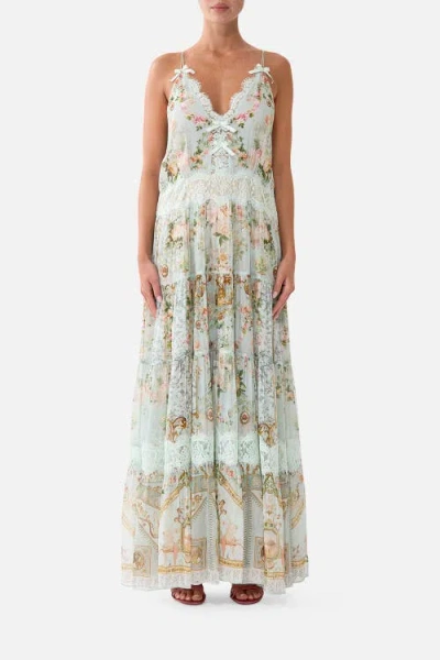 Camilla Trapeze Tiered Dress With Lining In Wildflower Wunderland