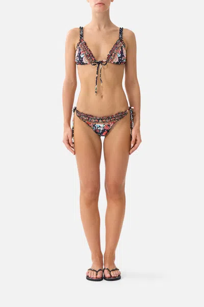 Camilla Tri Bikini Top With Ruched Edges Daughters Of Duende In Multi