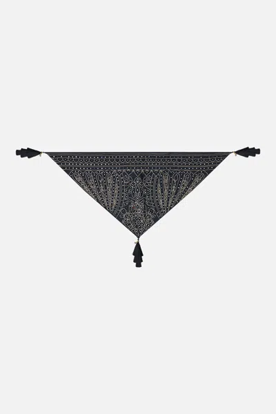 Camilla Triangle Scarf With Tassels Zig Zag Zoo In Black