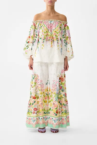 Camilla Trouser With Tiered Panels The Call Of Catalonia In White