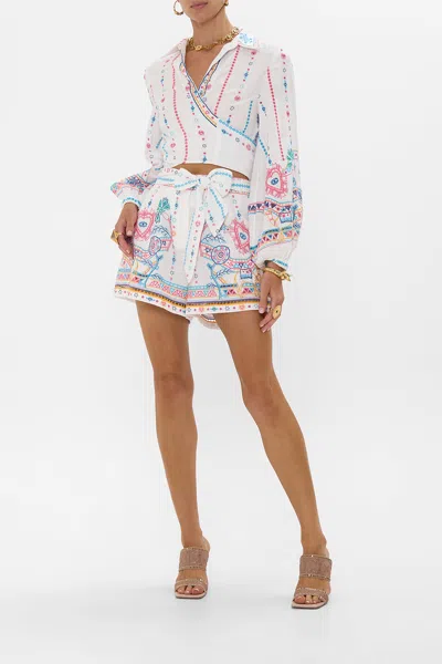 Camilla Tuck Front Short With Belt Living In Colour In White