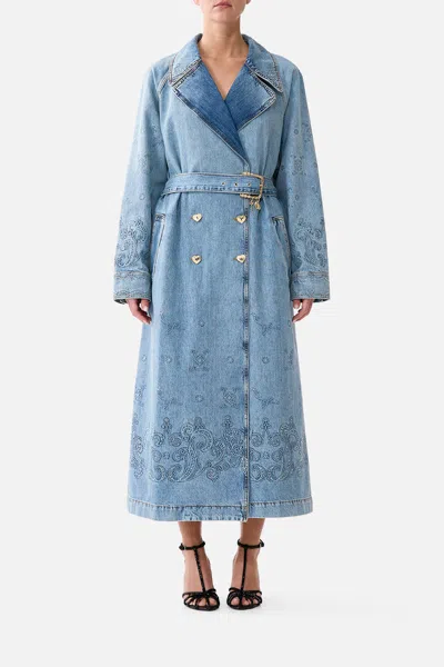 Camilla Tucked Shoulder Coat Denim