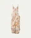 Camilla Lace-trimmed Ruffled Floral-print Silk-chiffon Maxi Dress In Multi