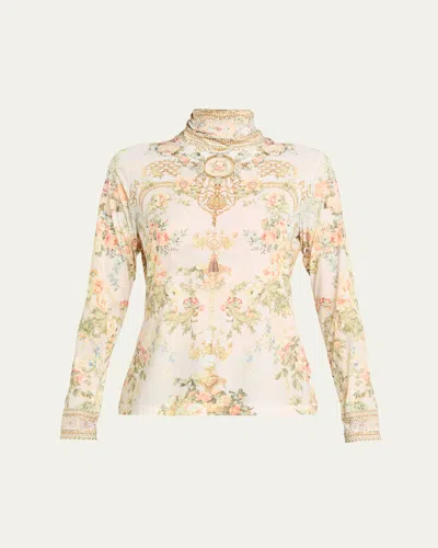 Camilla Twilight In Istanbul Jersey Turtleneck Top In Multi