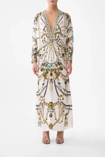 Camilla Twist Front Batwing Dress In Neutral