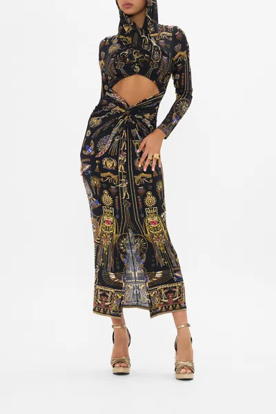 Camilla Twist Front Jersey Hooded Dress Cartouche Kingdom In Multi