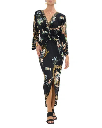Camilla Twist Split Front Dress In Black