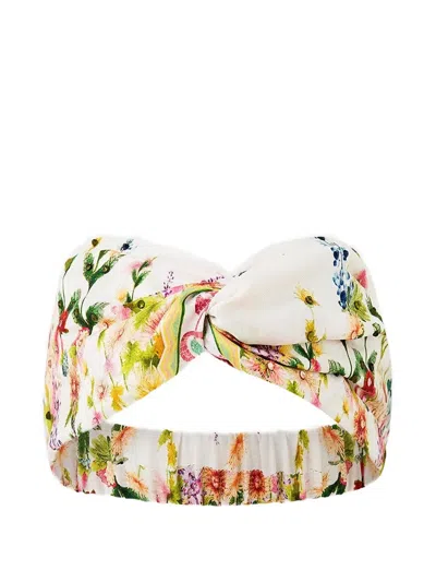 Camilla Twisted Floral-print Headband In White