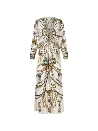Camilla Twist-front Batwing Maxi Dress In Neutral
