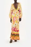 Camilla Embellished Printed Silk-twill Maxi Dress In Yellow