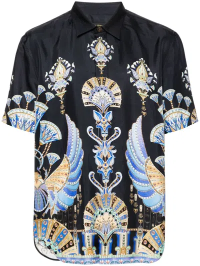 Camilla Oversized Button Through Ss Shirt Under Scarab Skies In Black