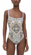 Camilla Underwire Square Neck One Piece Swimsuit In Make Me Your Mosaic In Multi
