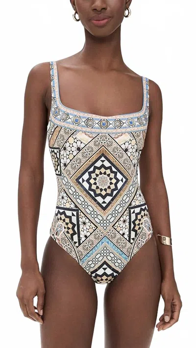 CAMILLA UNDERWIRE SQUARE NECK ONE PIECE SWIMSUIT IN MAKE ME YOUR MOSAIC