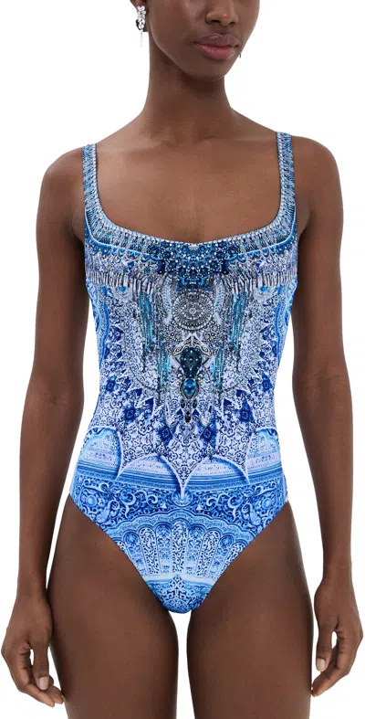 Camilla Underwire Square Neck One Piece With Scoop Back The Bosphorous In Blue