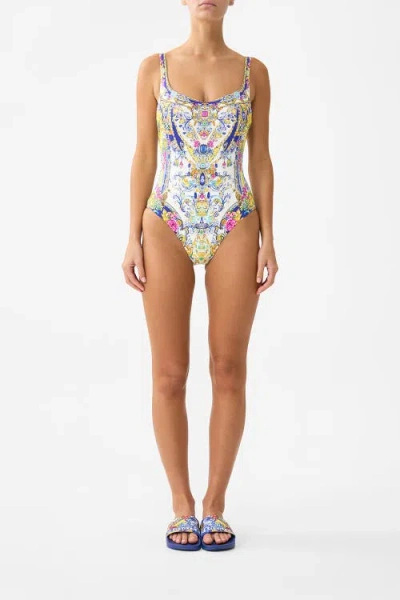 Camilla Underwire Square Neck One Piece W Scoop Back In Multi