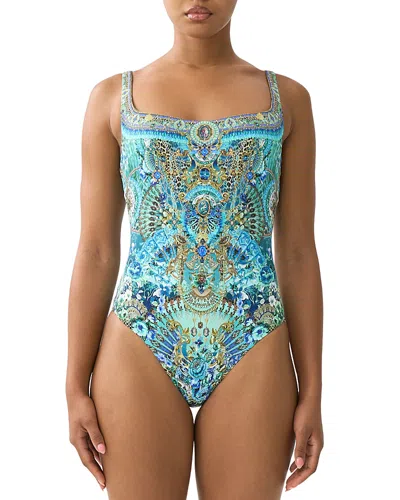 Camilla Underwired Square Neck One Piece Swimsuit In Blue