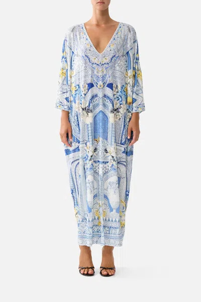 Camilla V Neck Batwing Kaftan De Nada Granada In Blue