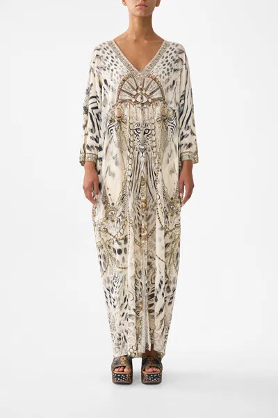 Camilla V Neck Batwing Kaftan Lady Lionheart In White