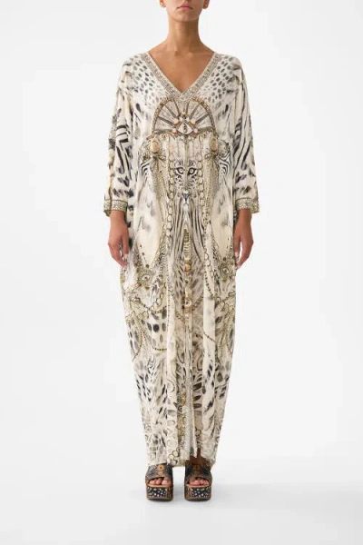 Camilla V Neck Batwing Kaftan In Multi