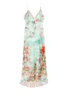 Camilla V Neck Bias Slip Dress With Back Frill The Jewellery Museum In Green