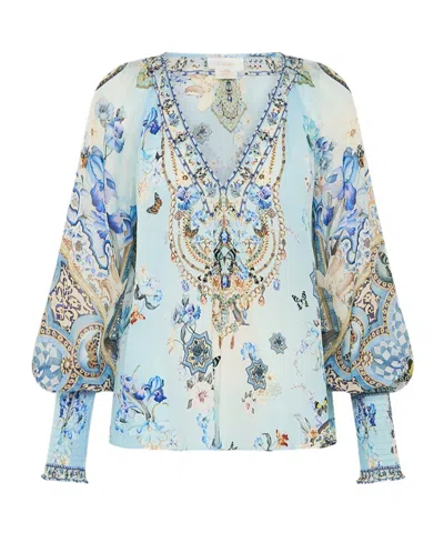 Camilla V-neck Blouse In White