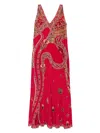 Camilla V-neck Flared Jumpsuit In Red