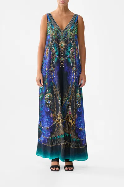 Camilla V Neck Flared Jumpsuit Dominican Decadence In Multi