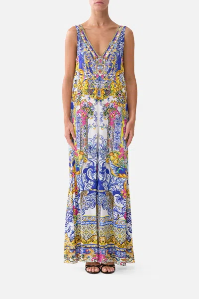 Camilla V Neck Flared Jumpsuit España Nirvana In Multi