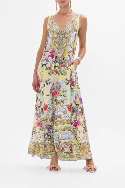 Camilla V Neck Flared Jumpsuit Flor Fantástica In Multi