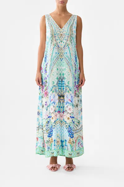 Camilla V Neck Flared Jumpsuit Sunrise In Sintra In Blue