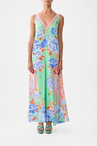 Camilla V Neck Flared Jumpsuit Topkapi Pop In Green