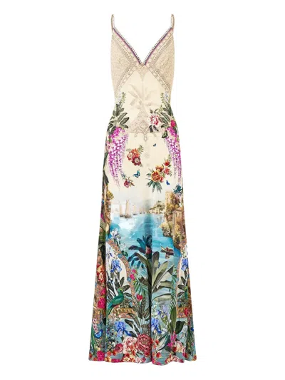 Camilla V-neck Floral Dress In Neutral