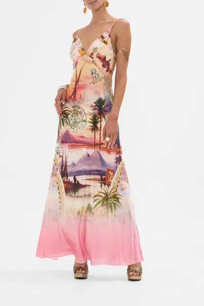 Camilla V Neck Full Length Bias Slip Dress Millas Got Mail In Red