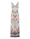 Camilla Monserate Magic Crystal-embellished Floral-print Linen Maxi Dress In Multi