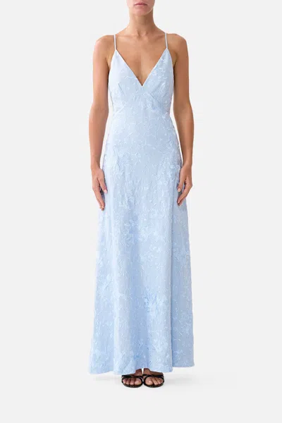 Camilla V Neck Full Length Bias Slip Dress Seville Sweetheart In Blue