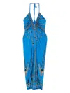 Camilla V Neck Gathered Jersey Dress Archival Revival In Blue