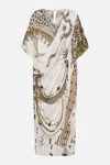 Camilla V Neck Gathered Shoulder Draped Kaftan Goddess Energy