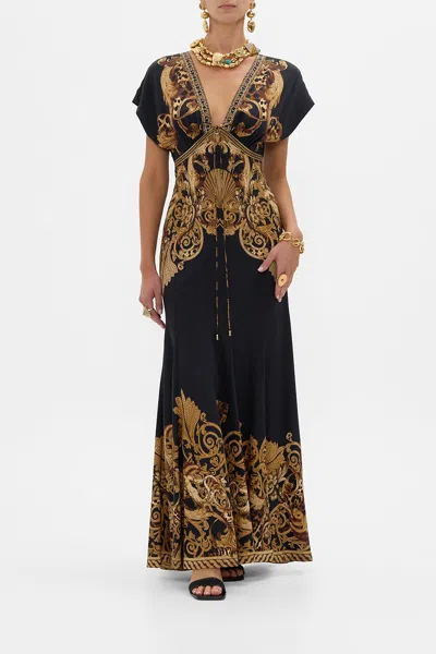 Camilla V Neck Hardware Dress With Neck Tie Era Of Empires In Black