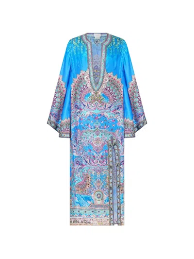 Camilla V-neck Kaftan In Blue