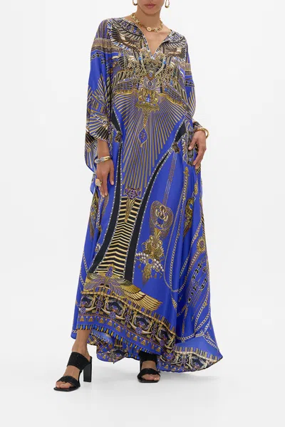 Camilla V Neck Kaftan With Front Welt Pockets My Fair Pharaoh In Blue
