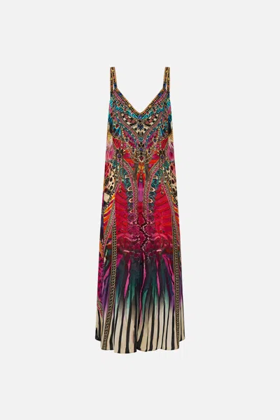 Camilla V Neck Midi Slip Dress Sahara Supernatural In Multi