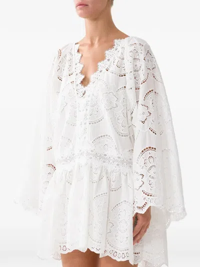 Camilla V-neck Mini Dress In White